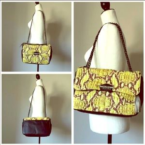NWOT Aimee Kestenberg yellow cobra tote